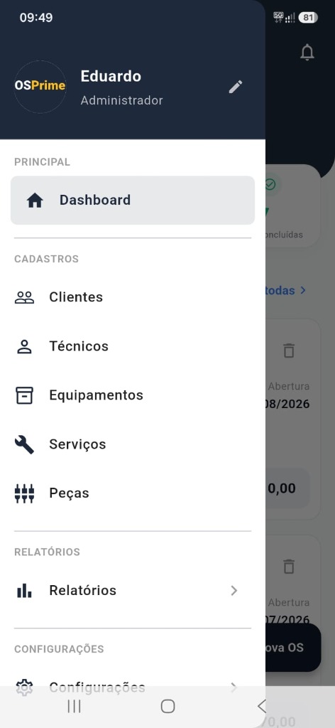 Tela do app OSPrime 11
