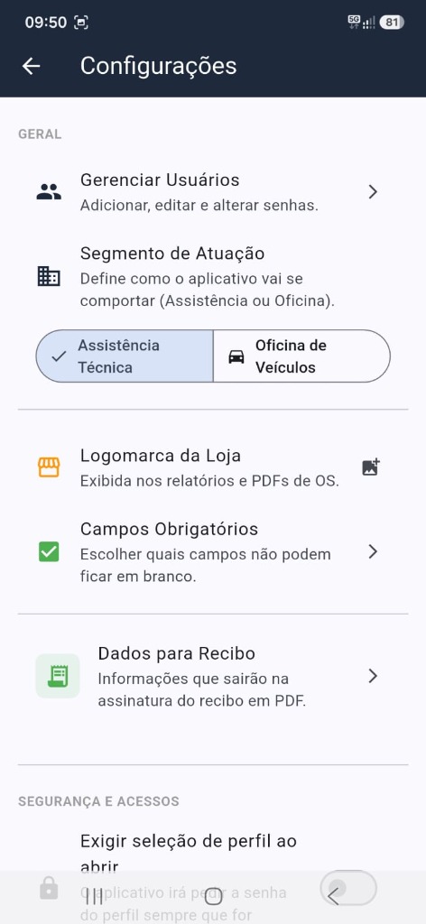 Tela do app OSPrime 12