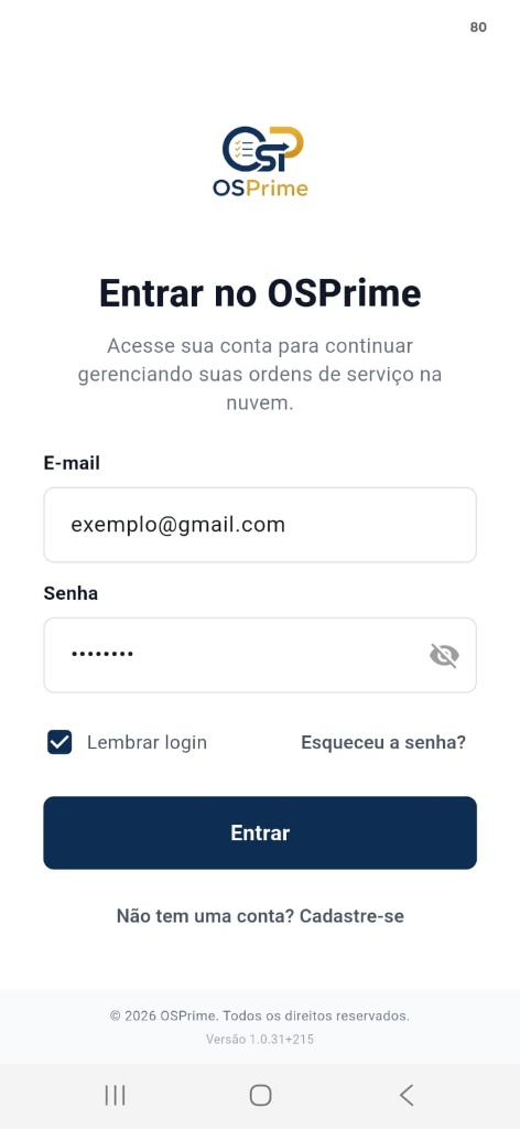 Tela do app OSPrime 3