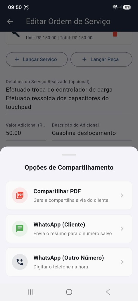 Tela do app OSPrime 8